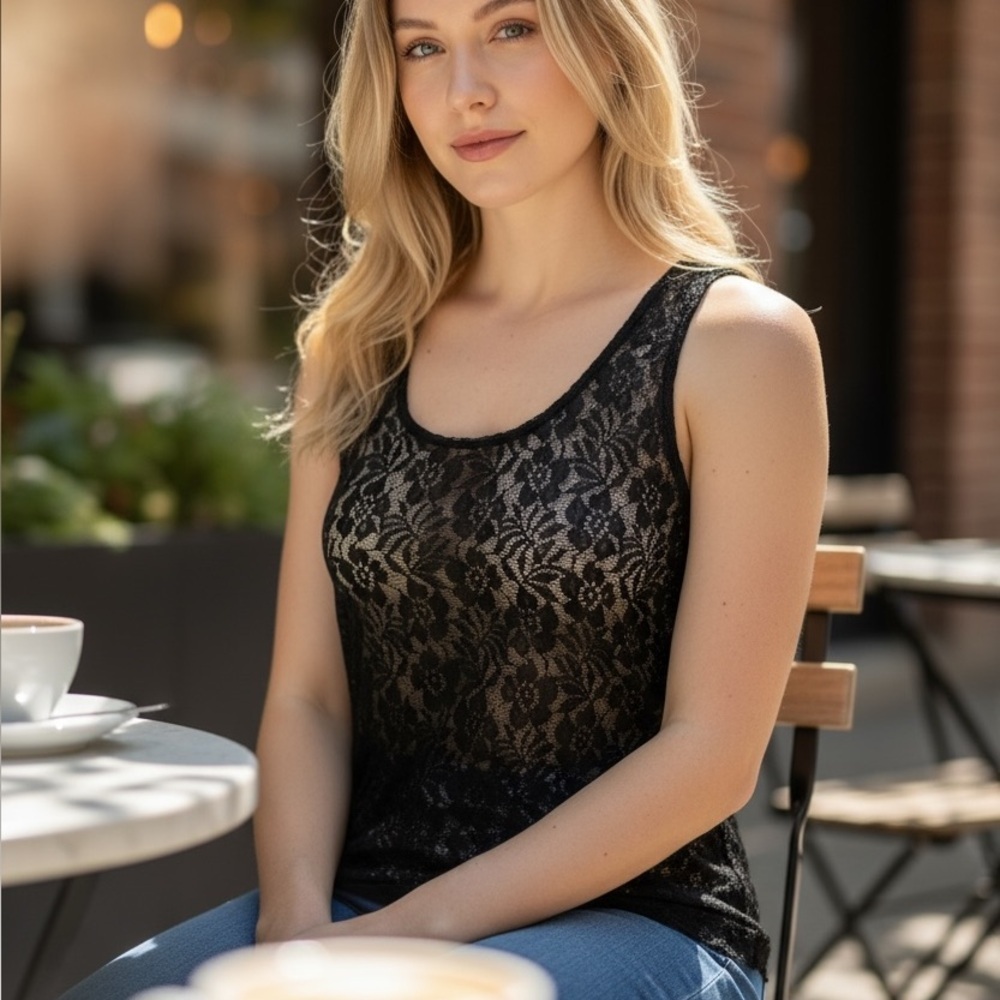 Romeo & Juliet Couture Embellished Lace Top Sleeveless